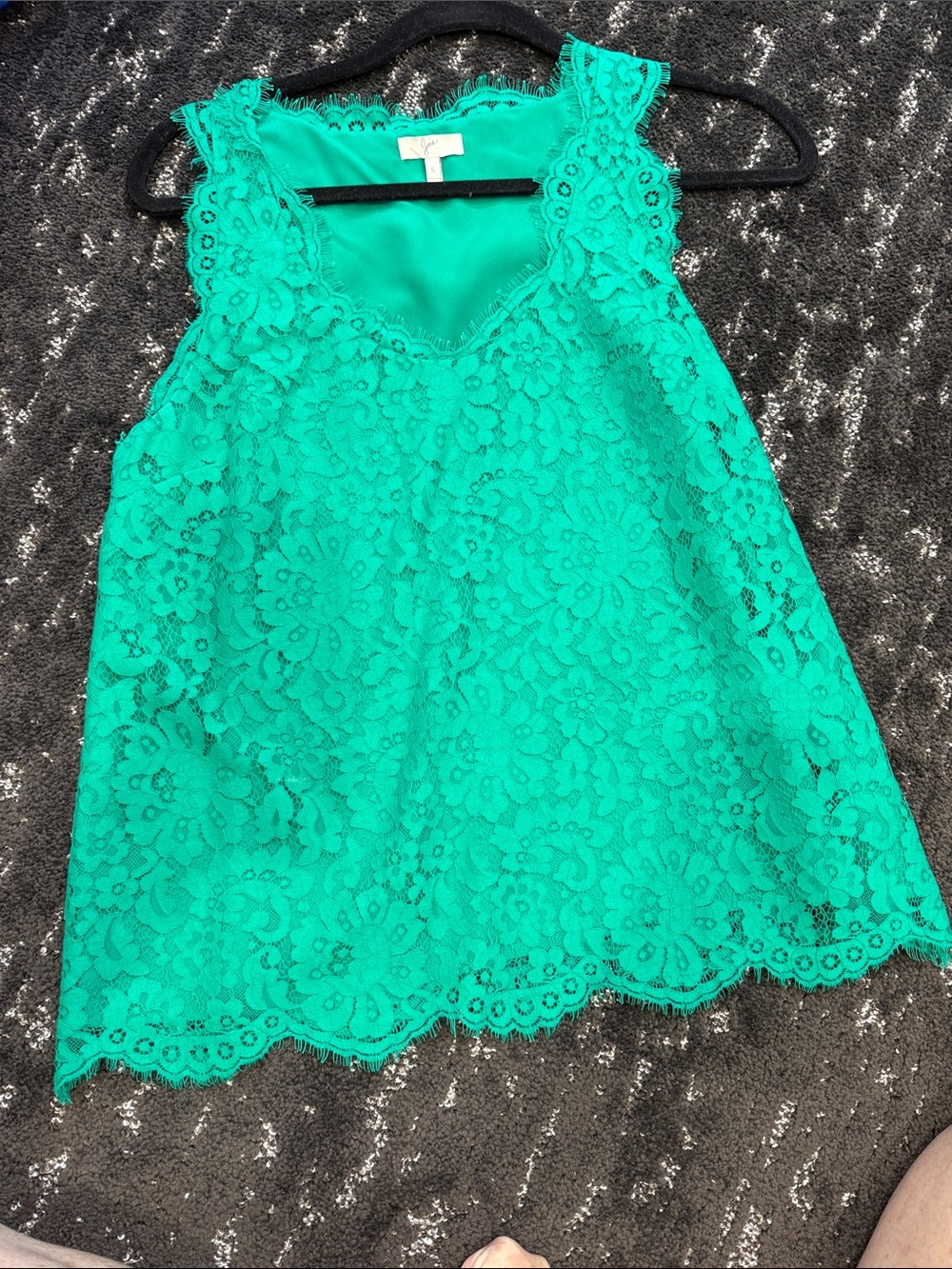 Joie Emerald Green Lace Sleeveless Top
